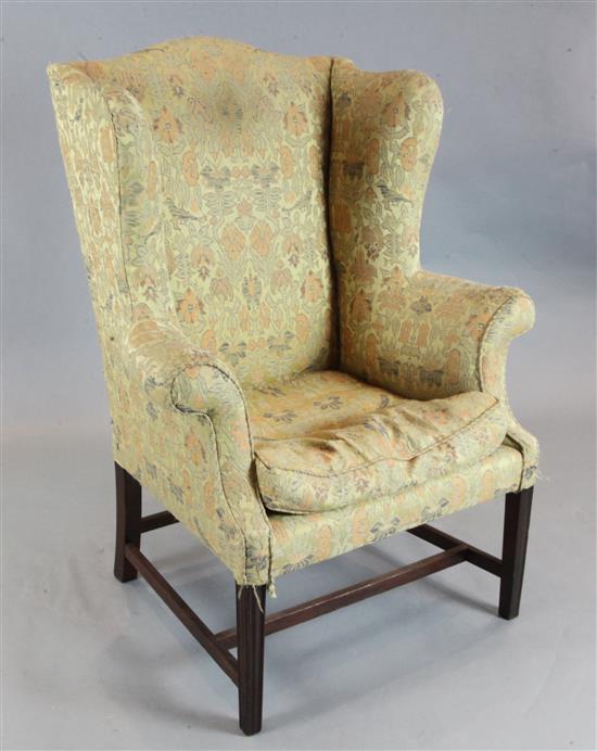 A George III mahogany wing armchair, W.2ft 11in. D.2ft 4in. H.4ft